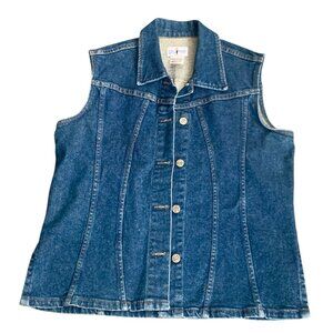 Womens Denim Vest Metal Buttons Size 10 French Dressings Paris